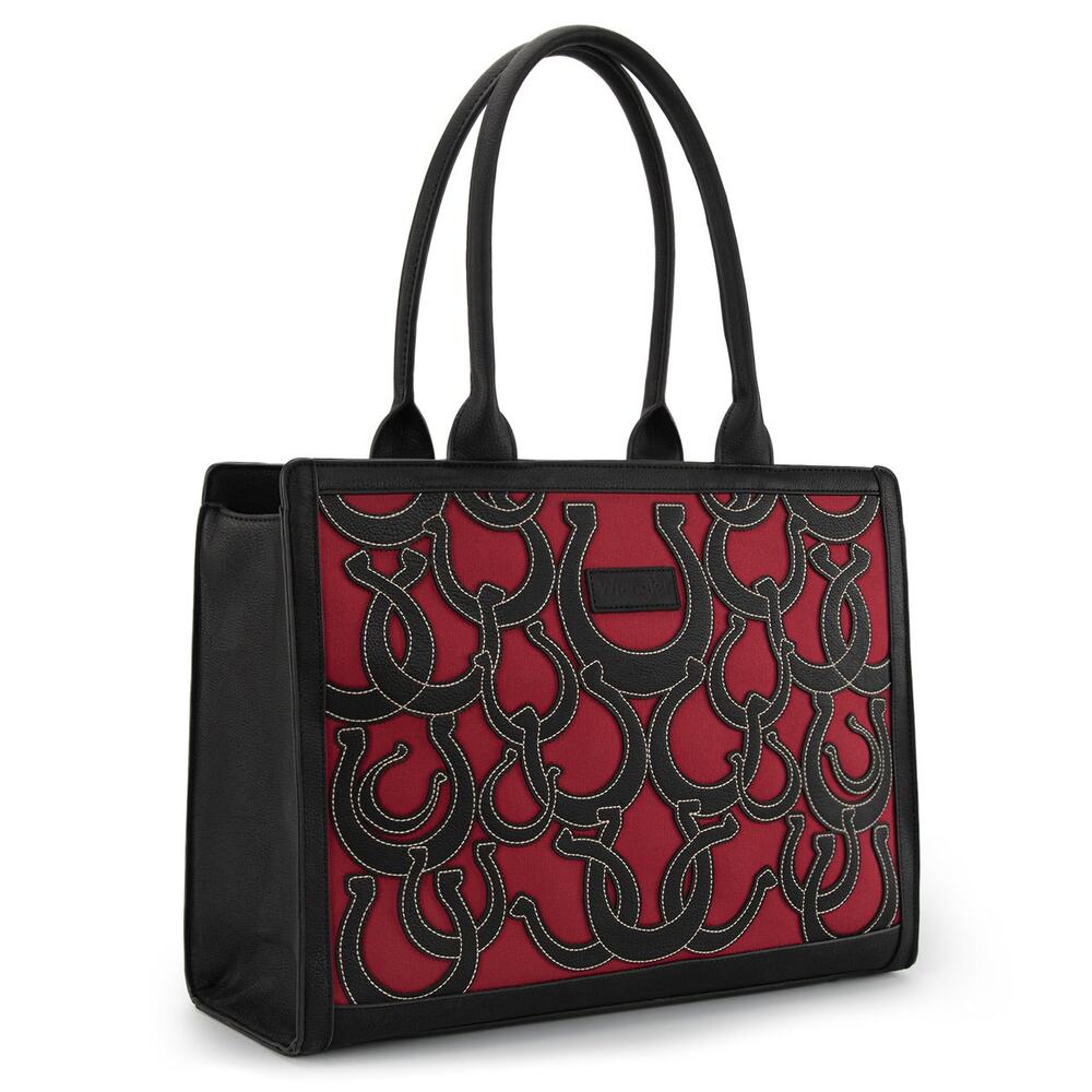 Wrangler Horseshoe Cutout Carry-All Large Tote Bag - Red - Picture 1 of 6